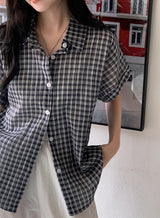 #Rico Check Roll Up Short Sleeve Shirt (3color)