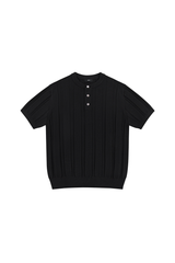 Ribbed Knit Henley Shirt