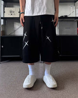 AO cross embroidery Bermuda sweatpants