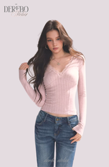 Daisy V-neck Lace Long Sleeve T-shirt