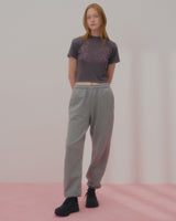 テキストバタフライクロップTシャツ-CHARCOAL
