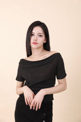 シースルーリボントップス Black