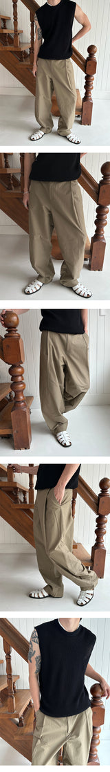 [S/S] Nylon tuck wide slacks (3color)