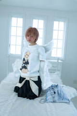 big ribbon skirt(grey×white)