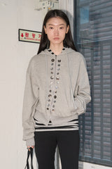 Button Line Hood Zip-Up (Melange)