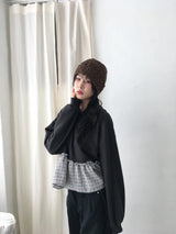 プレイドフリルフーディTシャツ