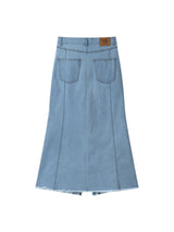 SLIT MAXI DENIM SKIRT (ICE BLUE)
