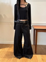 [Unisex] ステッチブーツカットデニムパンツ