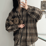 [オーバーフィット♡/インターナショナルアイテム] フロムナウオン, オータムアンドスプリングバイチョコレートアバントバルーンチェックオーバーシャツ (4 colors) #HighQuality