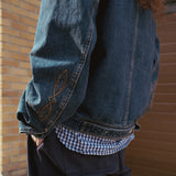 Bleach dyeing trucker jacket / Vintage indigo