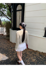 half turtleneck strap lace frill long-sleeve t-shirt