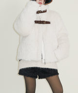 Rachel Two-Belt Detail Short Length Fur Jacket (Lining Quilted)