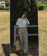 ラッピングリネンツータックワイドスラックス (3 color)