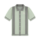 DVRK PRIVÉ STRIPED PATTERN POINTELLE KNITTED SHIRT - GREY