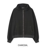 Paying Pigment Stripe Two Way Hooded Zip-Up