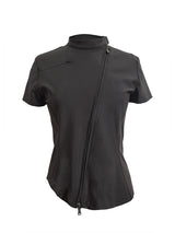  CURVED ZIP-UP SHIRT . DARK BROWN
