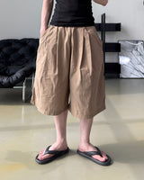 ロック リネン ピンタック バミューダ パンツ