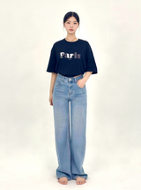  2ND REORDER BUKAY EMBROIDERY SLIM WIDE DENIM PANTS code 25102