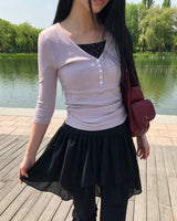 ロフォン リブド 7分袖 Tシャツ