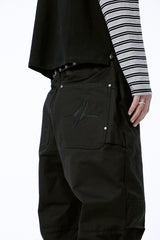 SIDE SNAP BACK LOGO PANTS (BLACK)