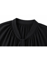 レオニーⅤネックケープタイボタンブラウス Black