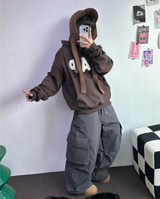 ヒーター❤カーゴオーバーロングバンディングパンツ 🩶🖤🤎💚4COLOR