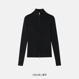 Rib Line Muscle Fit Zip-Up Knit
