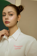 キャンパスラバーホワイトクロップドシャツ [For women]