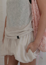 Linen Shirring Sleeveless Top_Beige