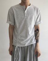 rope henley neck short sleeve(2colors)