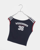 Weeknd Dot Number Track One-Off Shoulder T-shirt