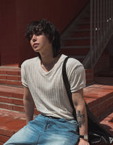 ロバートベロアVネックショートスリーブTシャツ
