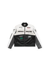 レトロモーターサイクルカラーブロックスタンドアップコラージャケット