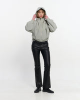 Neck Shirring Hooded Windbreaker _ GREY