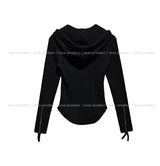 Kind zipper ribbed slim hoodie zip-up