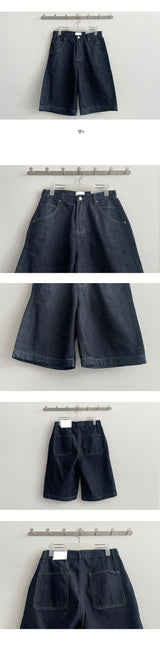【S～XL】オートステッチサンジデニムハーフ丈ショートパンツ