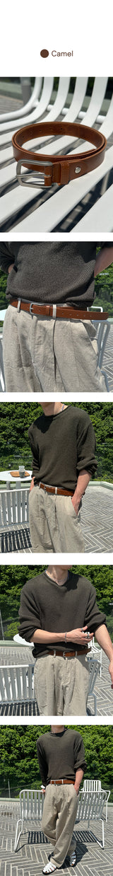 [HANDMADE] ベーシックスクエアバックルレザーベルト