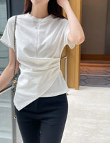 Chable Shirring Wrap Span Short Sleeve T-Shirt