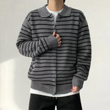 Tsubo overfit stripe collar knit cardigan