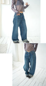 Prince basic wide denim pants