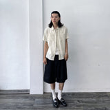 Muted Oat Crinkle Short Sleeve Shirt