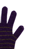 finger hole wool stripe gloves (purple/black)