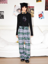 Plaid thickened woolen casual trousers