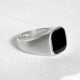 SV925-square point simple ring-N silver