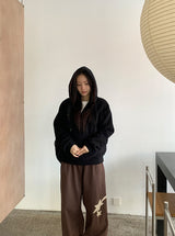 Kistilo Check Half Zip-Up Fleece Hoodie