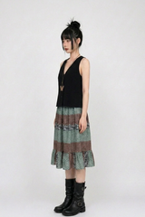 NATURAL LINEN BUTTON VEST (BROWN, BLACK 2COLORS!)