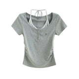 オールデン レイヤード ホルター ボタンTシャツ