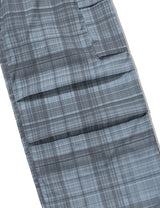 RUFFLE CHECKERED SKIRT CARGO PANTS(BLUE)