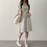 Waddoo hem round button short sleeve tee