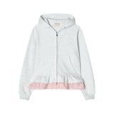  layerd ruffle hoodie_white melange